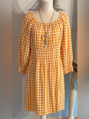 Cato Yellow and White Gingham Smocked Waist Kids Dress